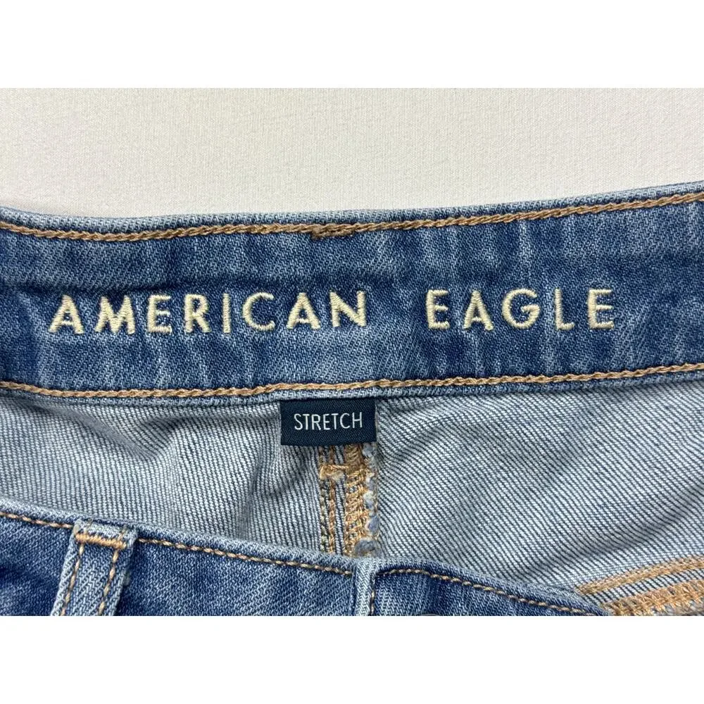 American Eagle Women's Super High Rise Baggy Wide Leg Blue Jeans - 000 (24x29.5) - Picture 4 of 6